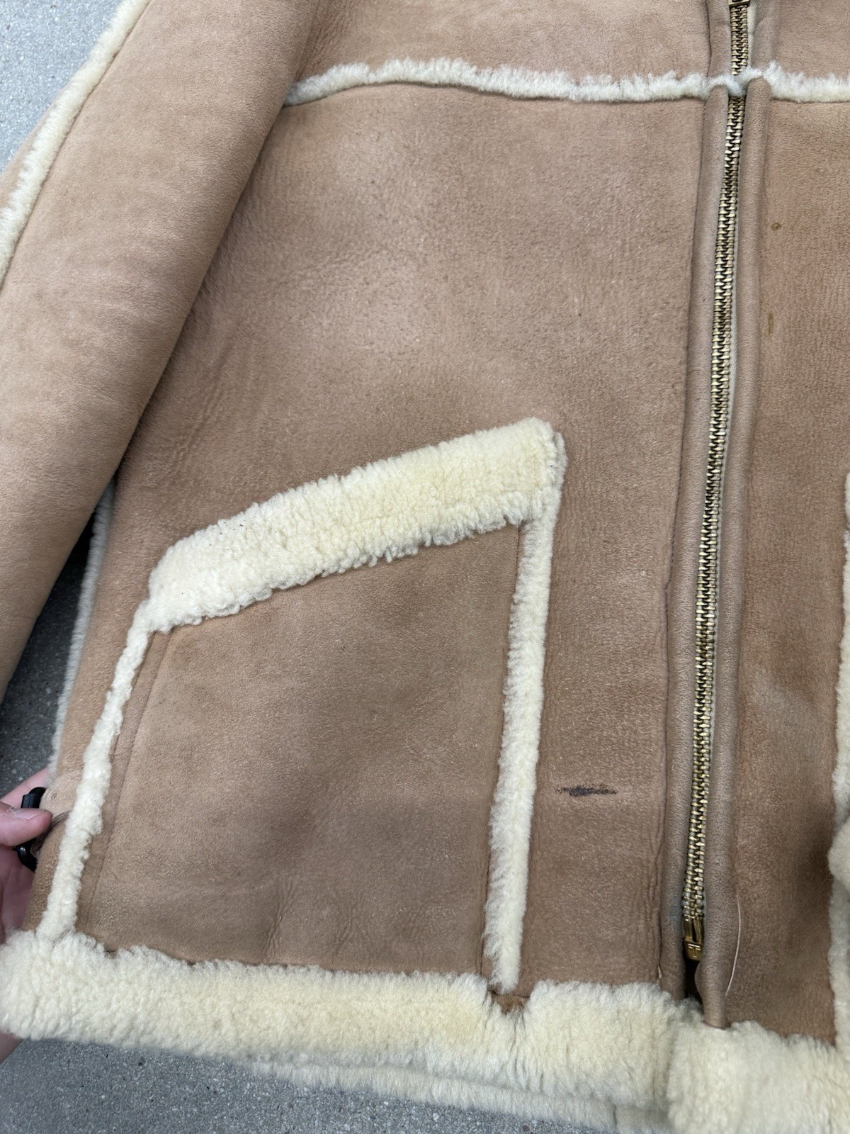 Vintage 1950s Women’s Wool Fleece Lined Brown Suede Leather Jacket