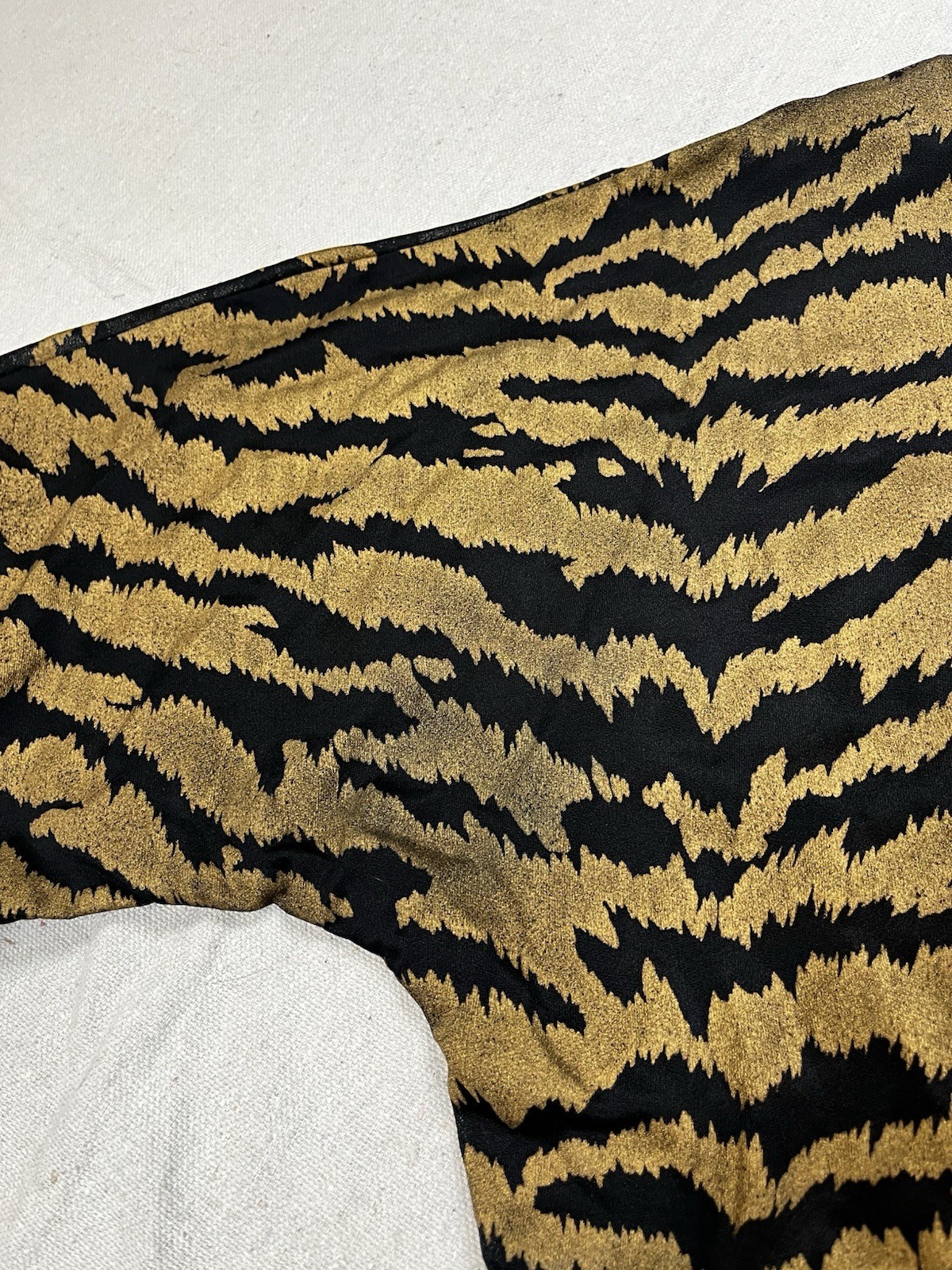 Vintage 70s 80s California Connections Black Gold Semi Sheer Tiger Print Top Med