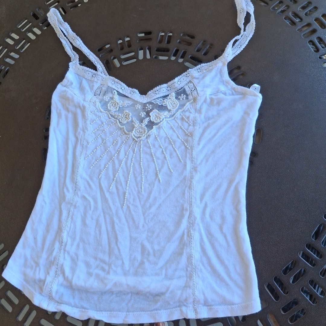 90s Baby Tee Top Fairy Grunge Beads Cottegecore It Girl Kawaii Coquette Cami M