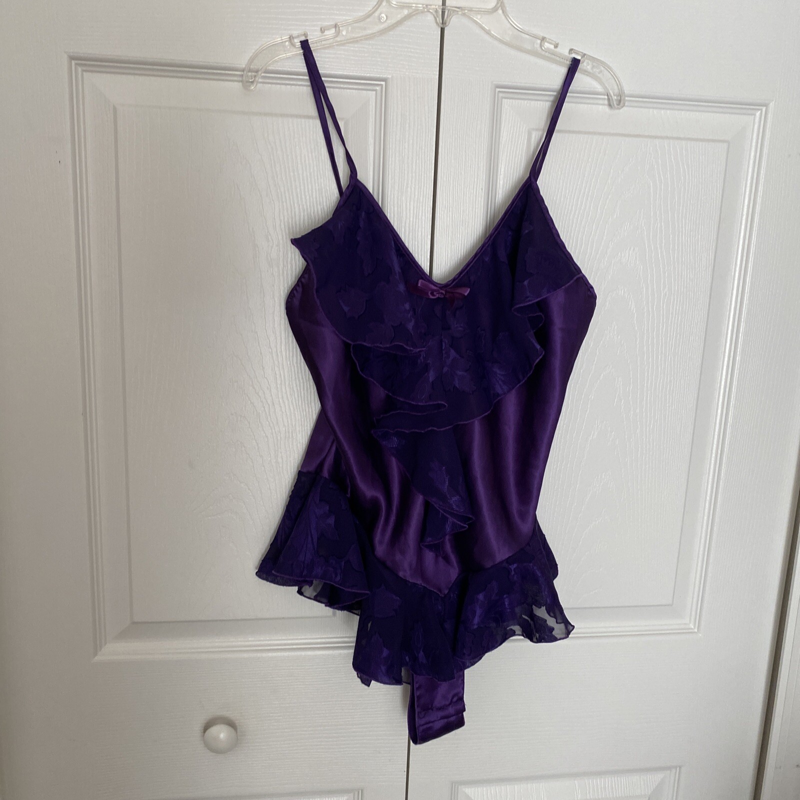 Vintage Feather Bed Intimate Purple Satin And Lace Sexy Teddy Size Small