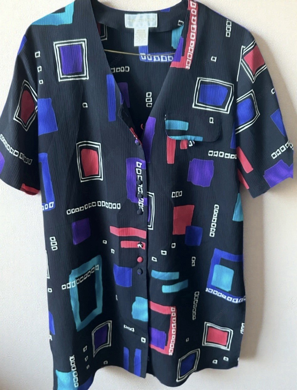 Vintage Christie & Jill Black Button Up Blouse. Medium
