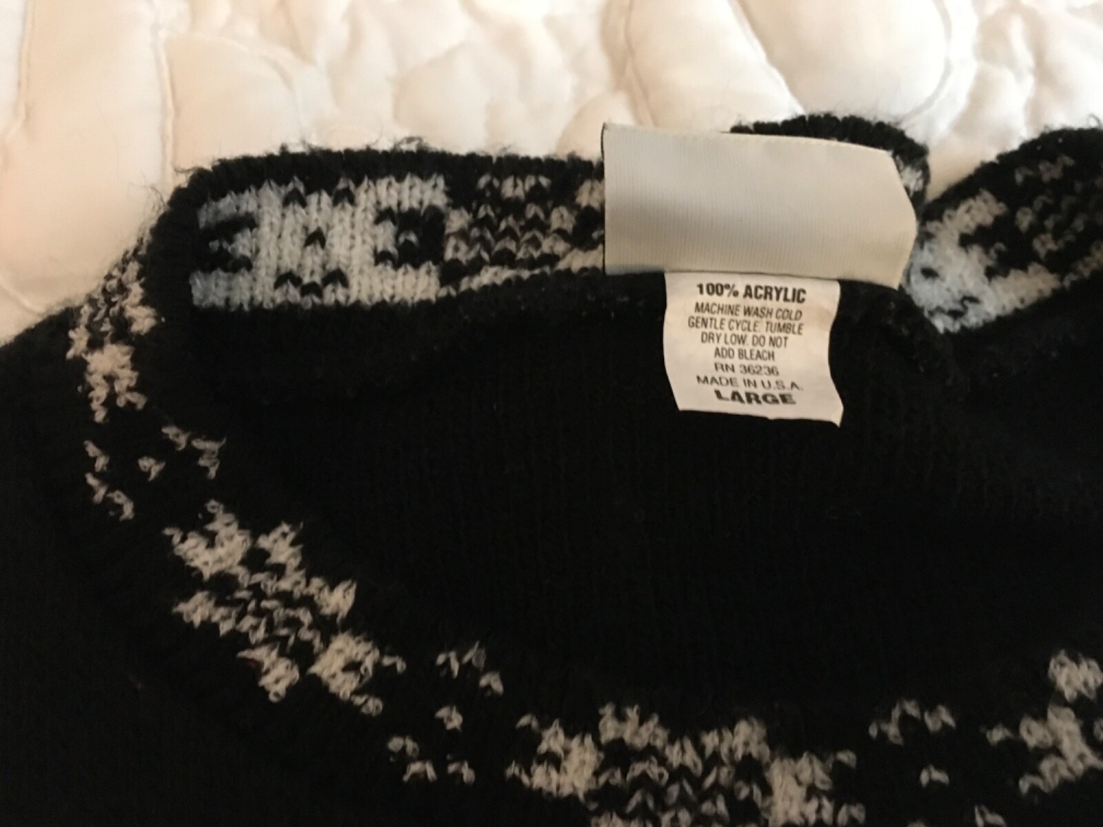Vintage Classic Elements Ladies Print Pullover , lge, Black White Red