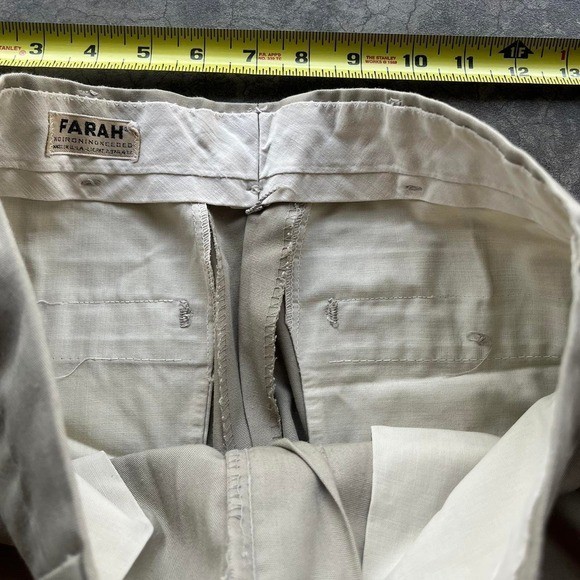 Vintage 70s/80s tan/cream farah trouser pants Talon zipper 27″ waist