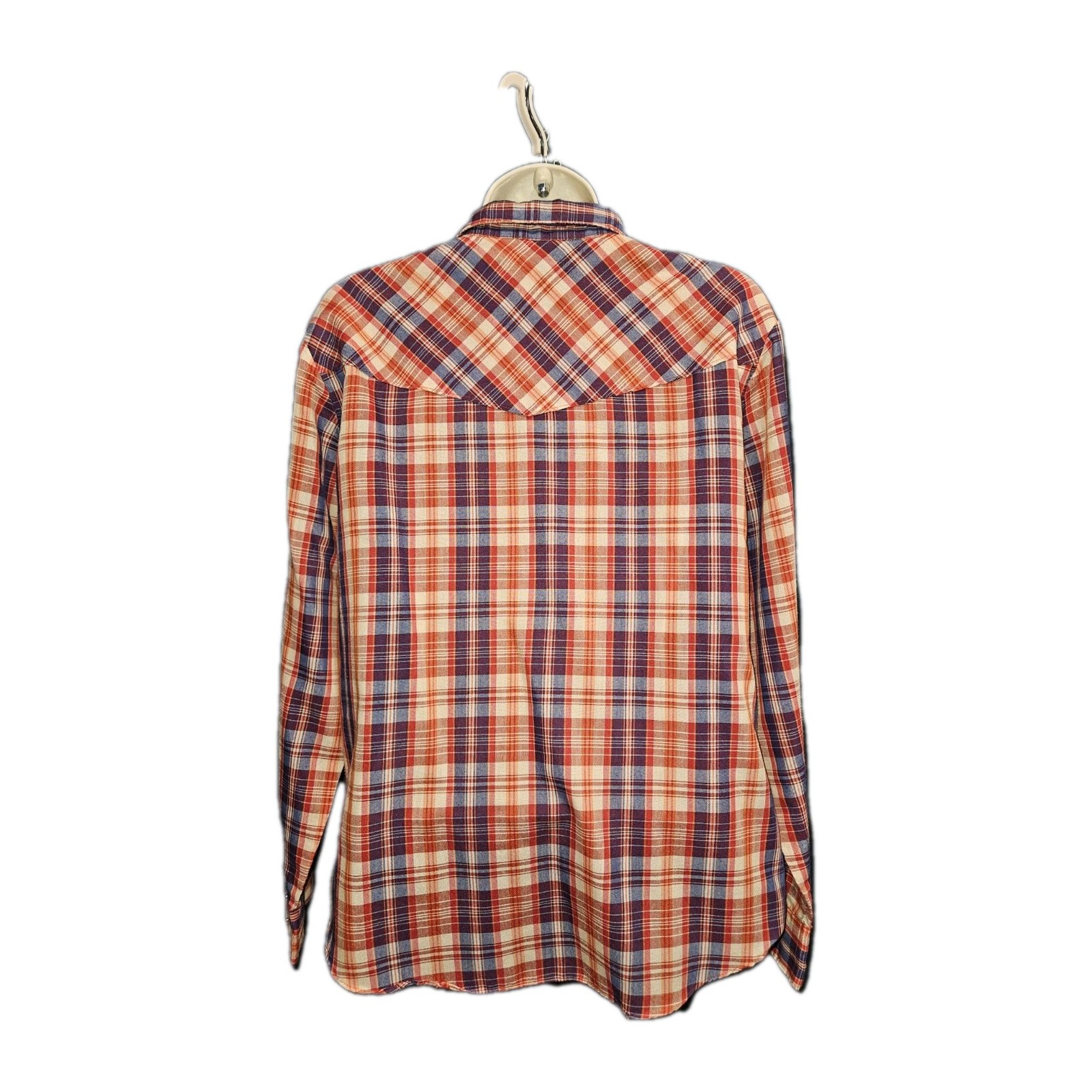 Vintage 60s/70s Cheryl Tiegs Large western plaid womens shirt pearl snap