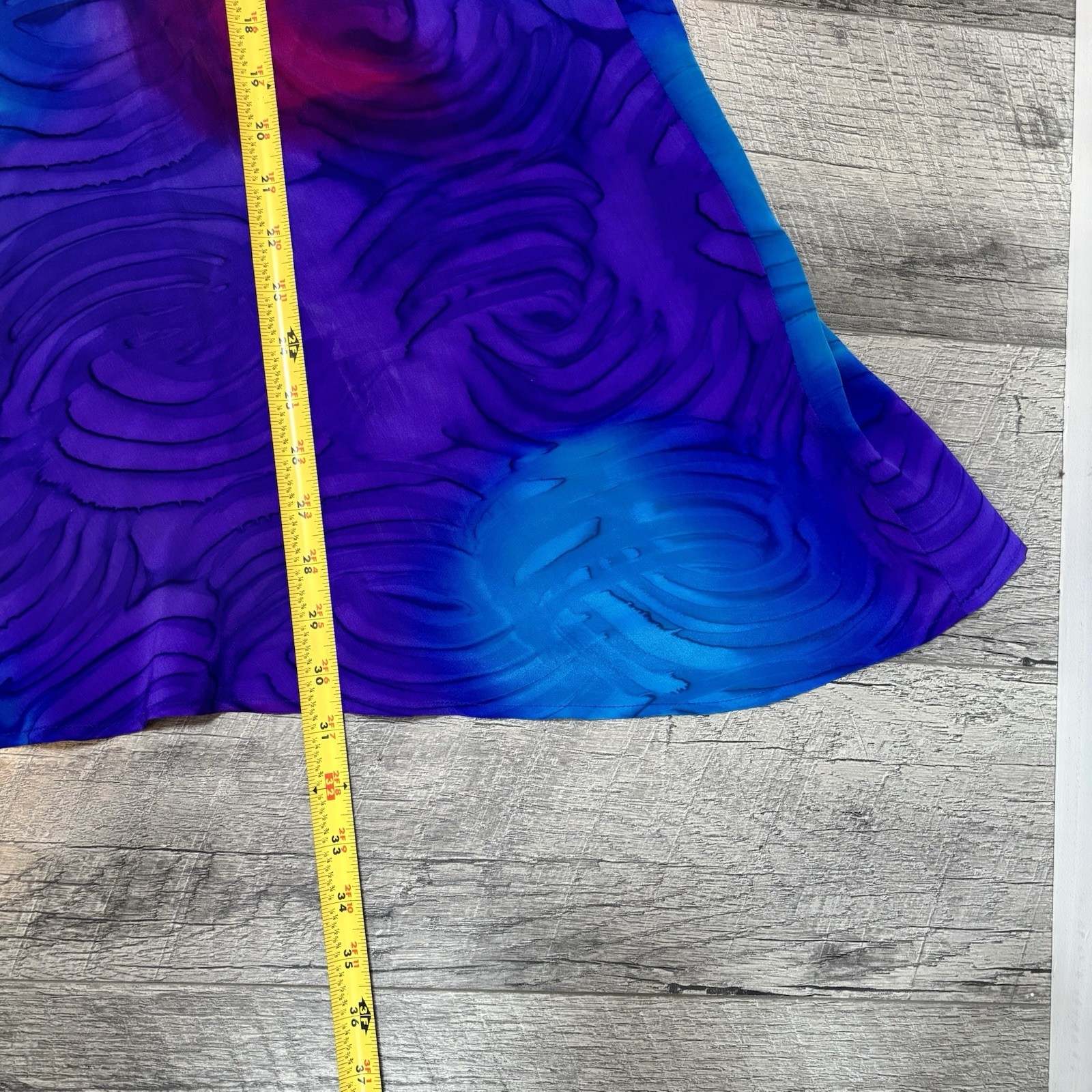 VTG Silk Jacquard Sarong Wrap Coverup Skirt Purple Blue Avant Garde Whimsigoth