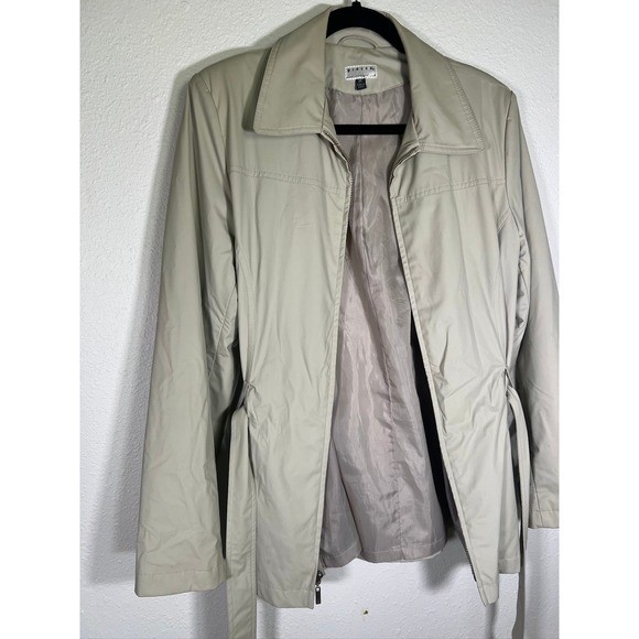 Vintage Beige Minimalist Raincoat Jacket Belted Quiet Luxury Coat Medium Giacca