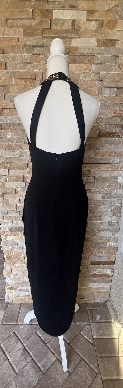 VTG CDC formal Y2K Size 6 Formal Black maxi dress Embellished neck Open back