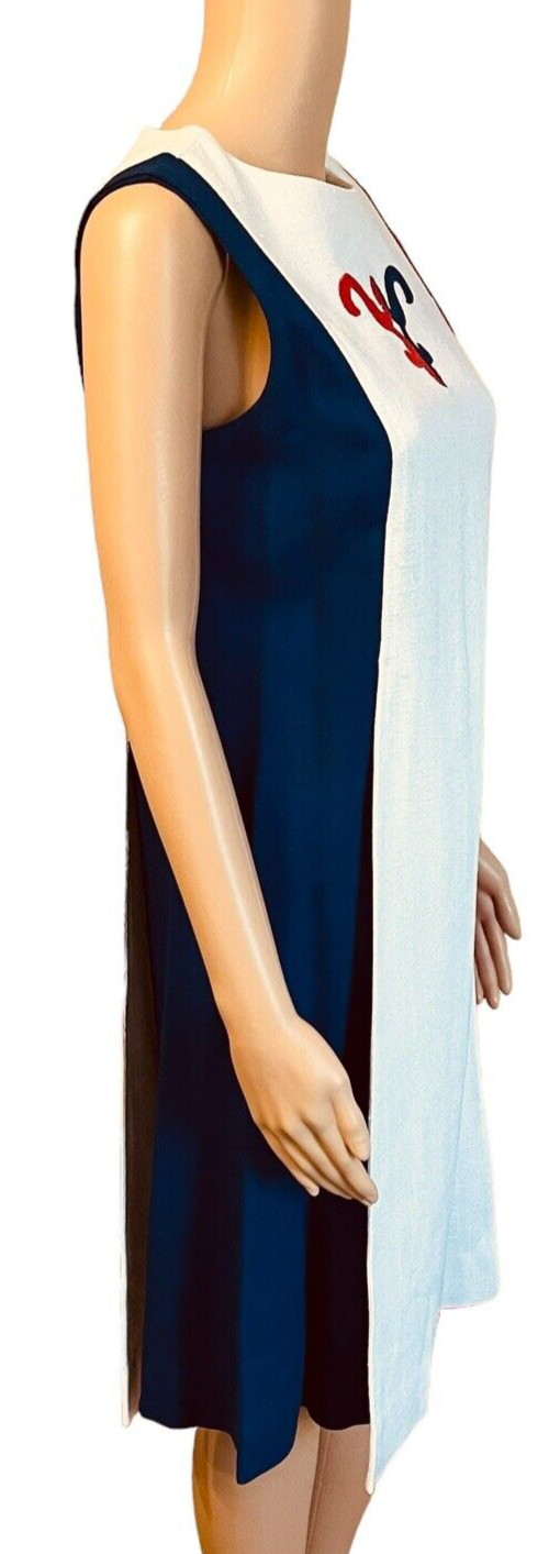 Minx Modes Vintage 60s Red White Blue Sleeveless Shift Dress Jumper Small