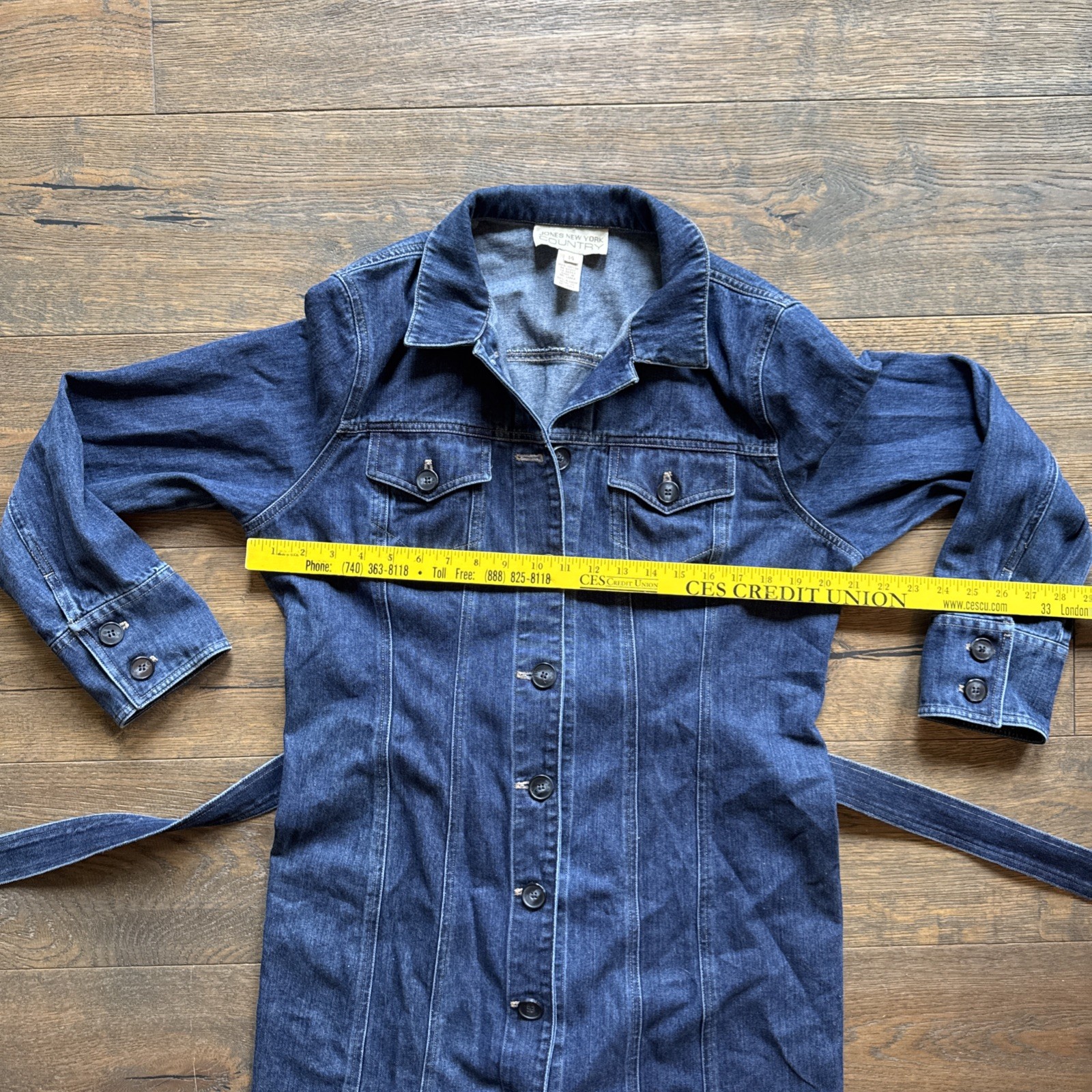 VTG Jones New York Country Sz 14 Denim Dress 100% COTTON +Belt Cottagecore