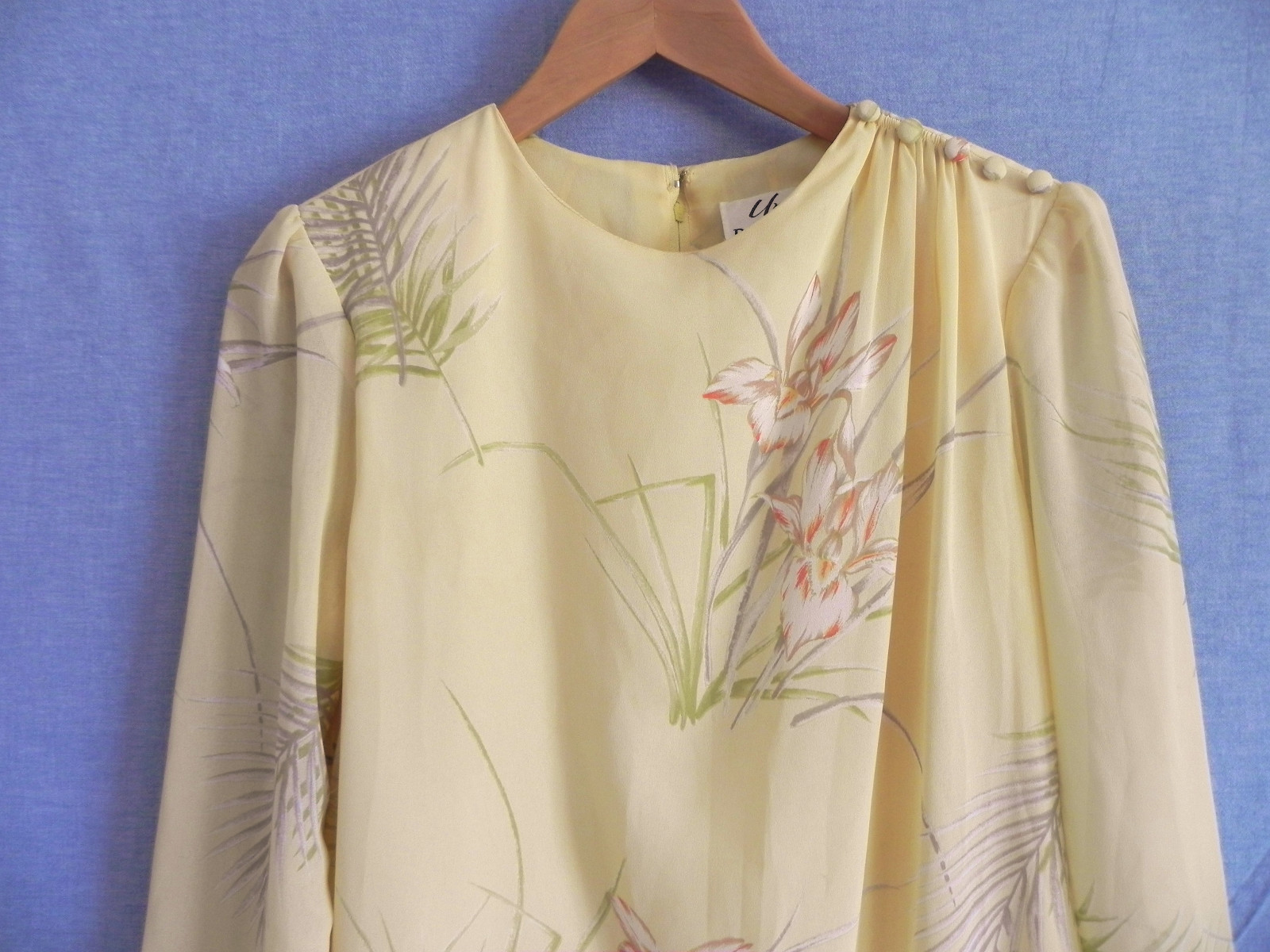 Vtg Umba for Parues Feinstein Dress Multi-Color Floral Long Sleeve Size 14(US10)
