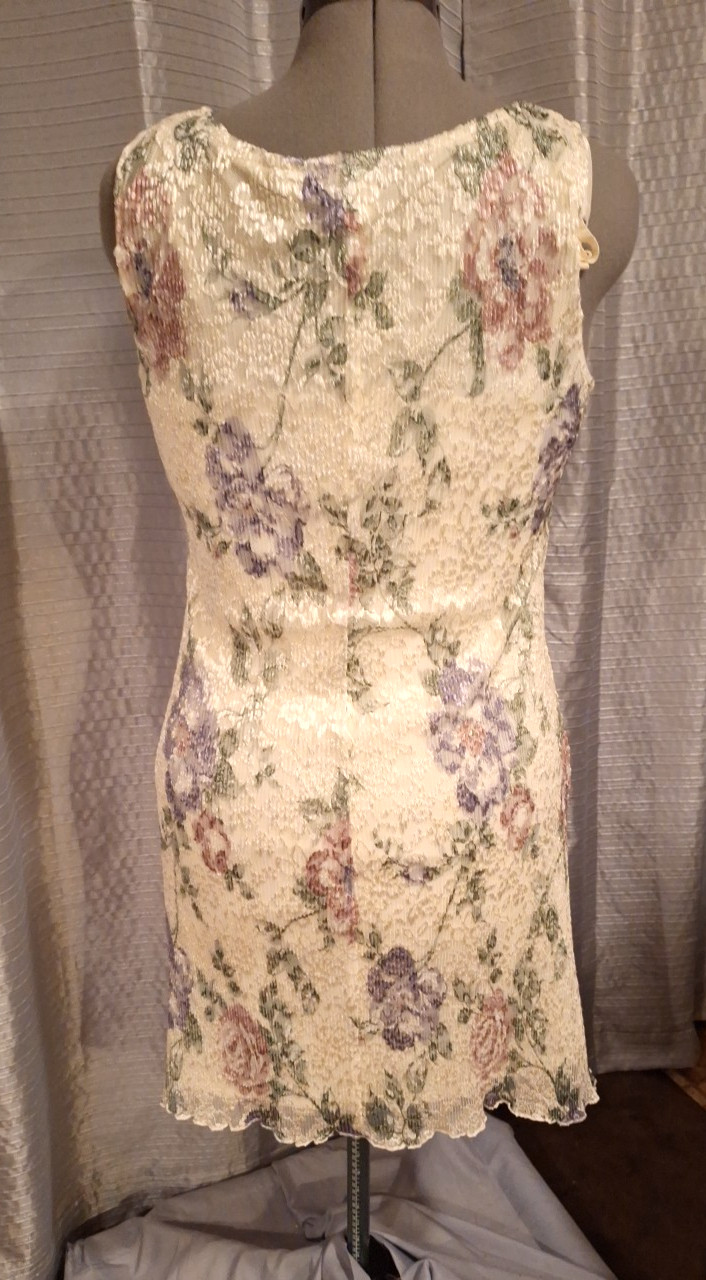 Vintage SHAR ADE of CA Womens 12P Ribbed Garden Floral Dress With Jacket