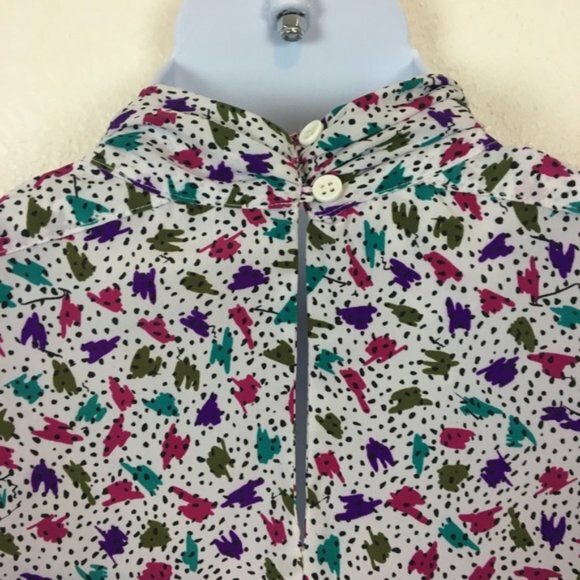 Blouse Top Women’s Size Small Medium Vintage Librarian Chic High Neck Career