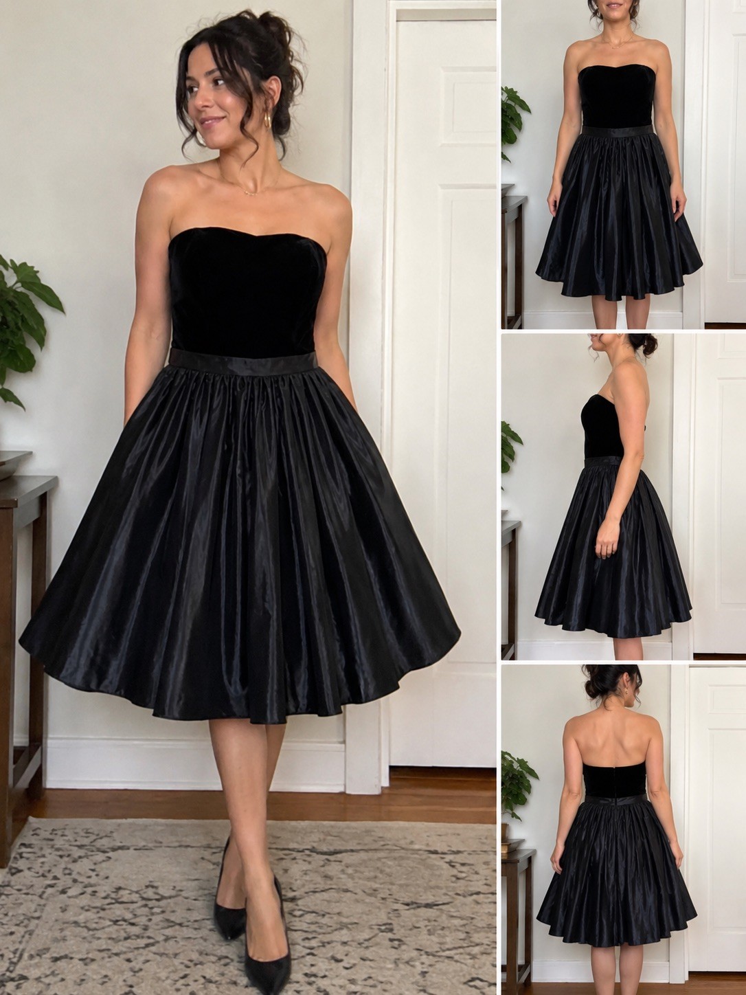 Vintage S.G.Gilbert 1980’s Prom Dress Black Velvet/Taffeta Party Dress Sz 12