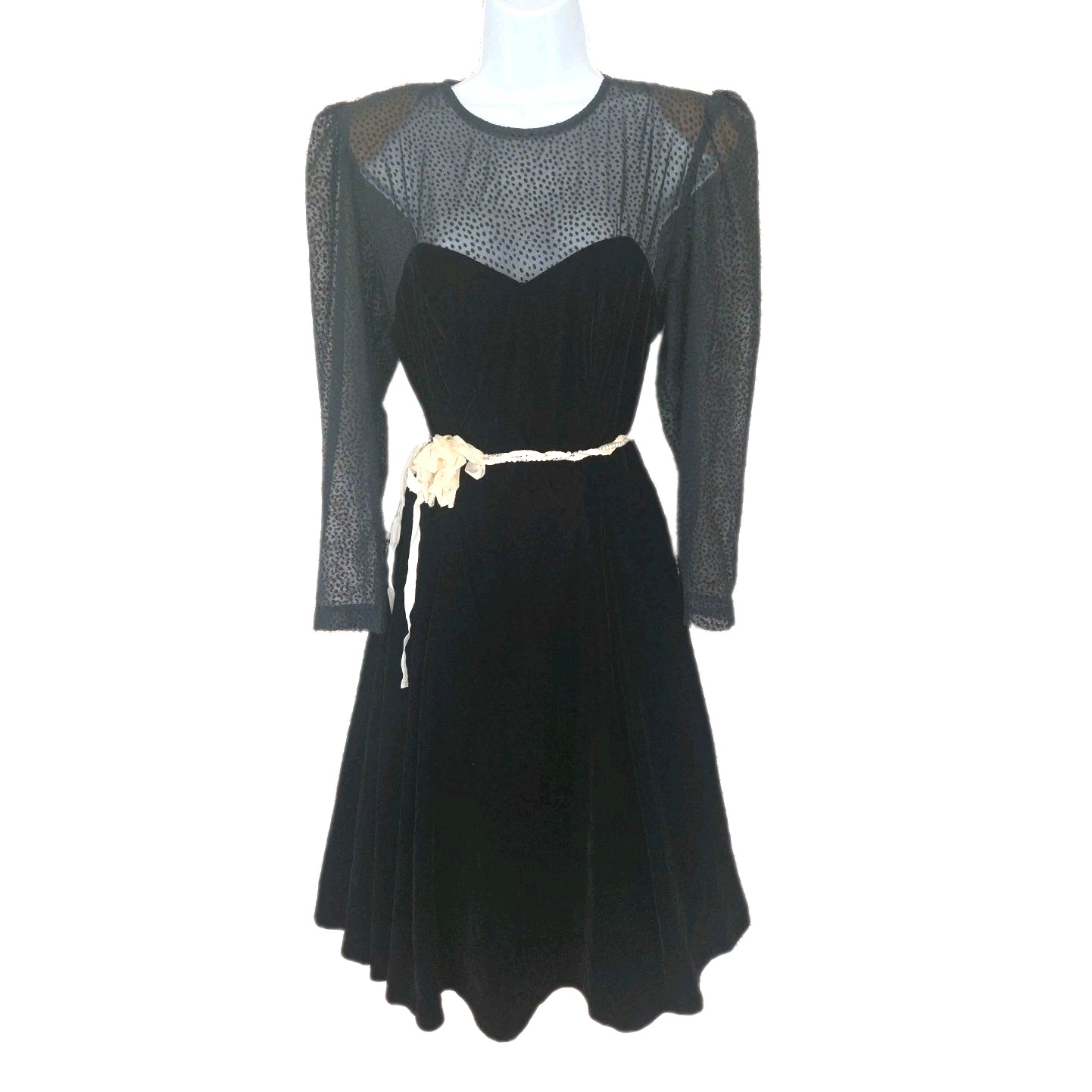 Vtg. 80’s Dress 14 Karen Lucas For Nikki Black Velvet Whimsigoth Fairycore USA