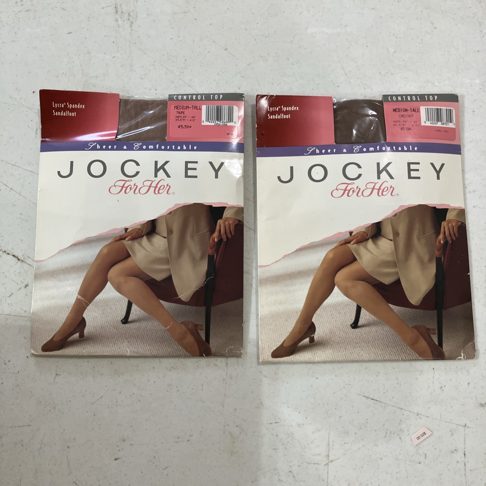 Jockey For Her Sheer Vtg Pantyhose Lot Control Top Spandex Med Tall Lot Of 2