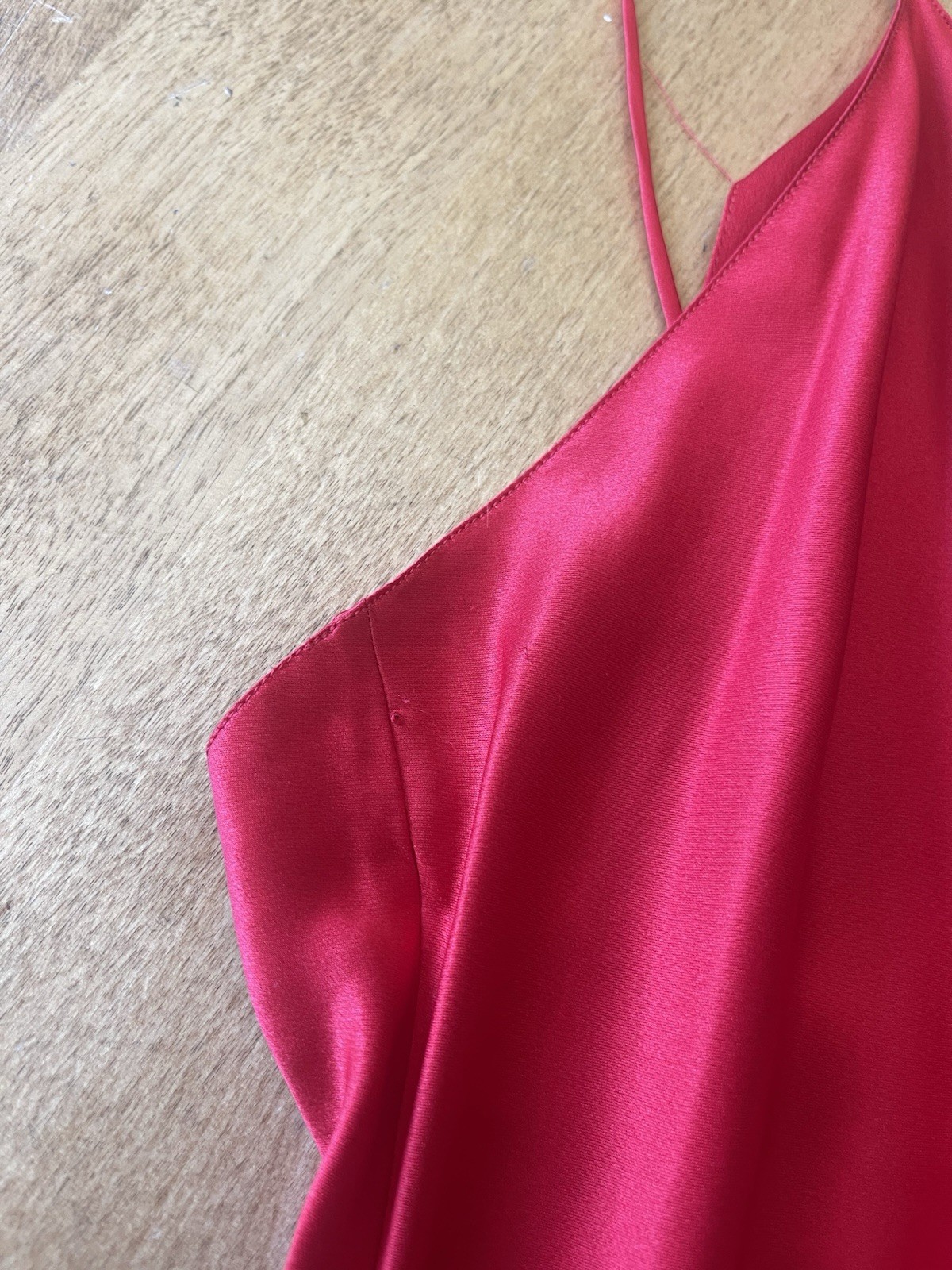 Vintage 80s Victoria’s Secret Gold Label Silk Slip Dress Size Medium Red Chemise
