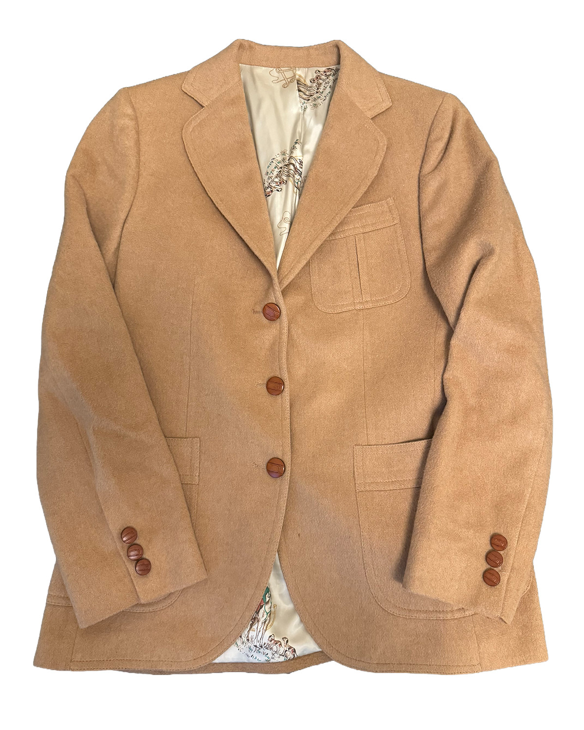 Stanley Blacker Equestrian Blazer Camel Hair Printed Lining Vtg 60s Old Money 10