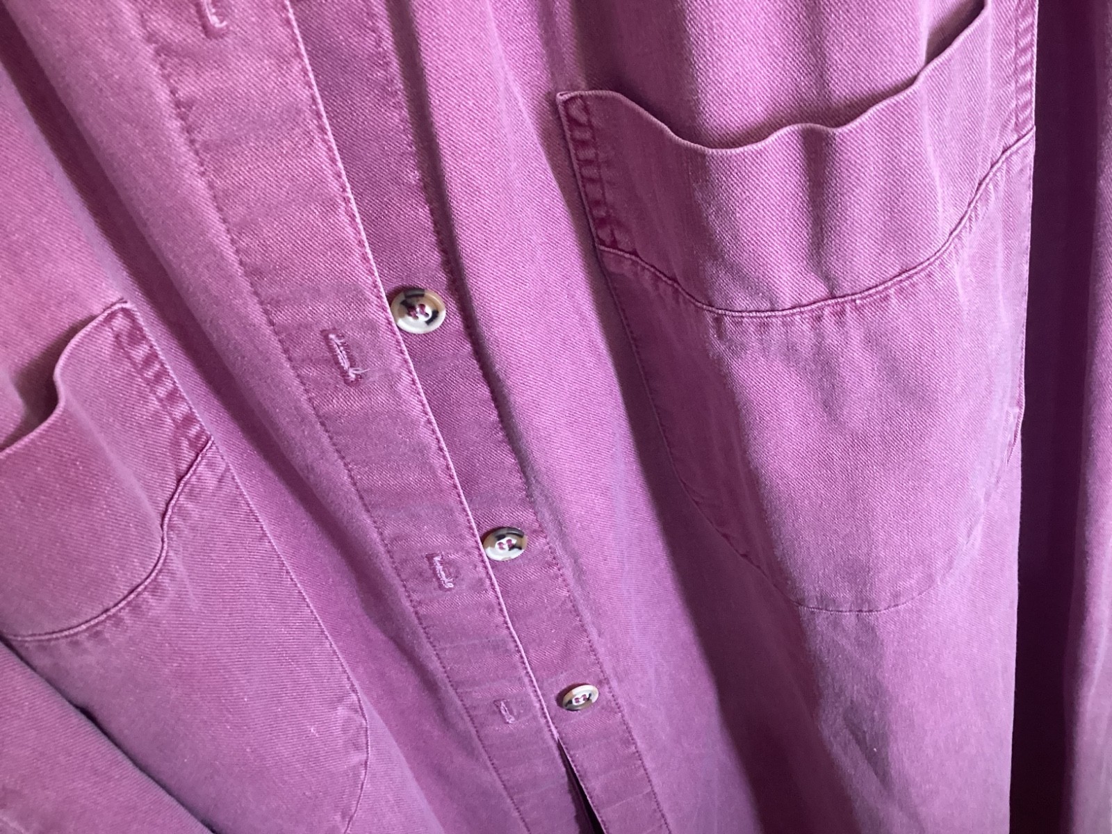 VTG 90s Sunbelt Denim Dress Mauve Button Cottagecore Prairie Cotton ~Large