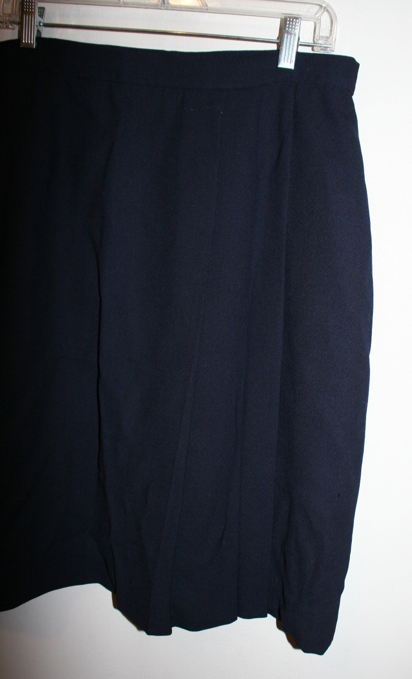 NEW Vintage JH Collectibles 100% Wool Pleated Skirt Navy Blue USA Made Sz 16 NWT