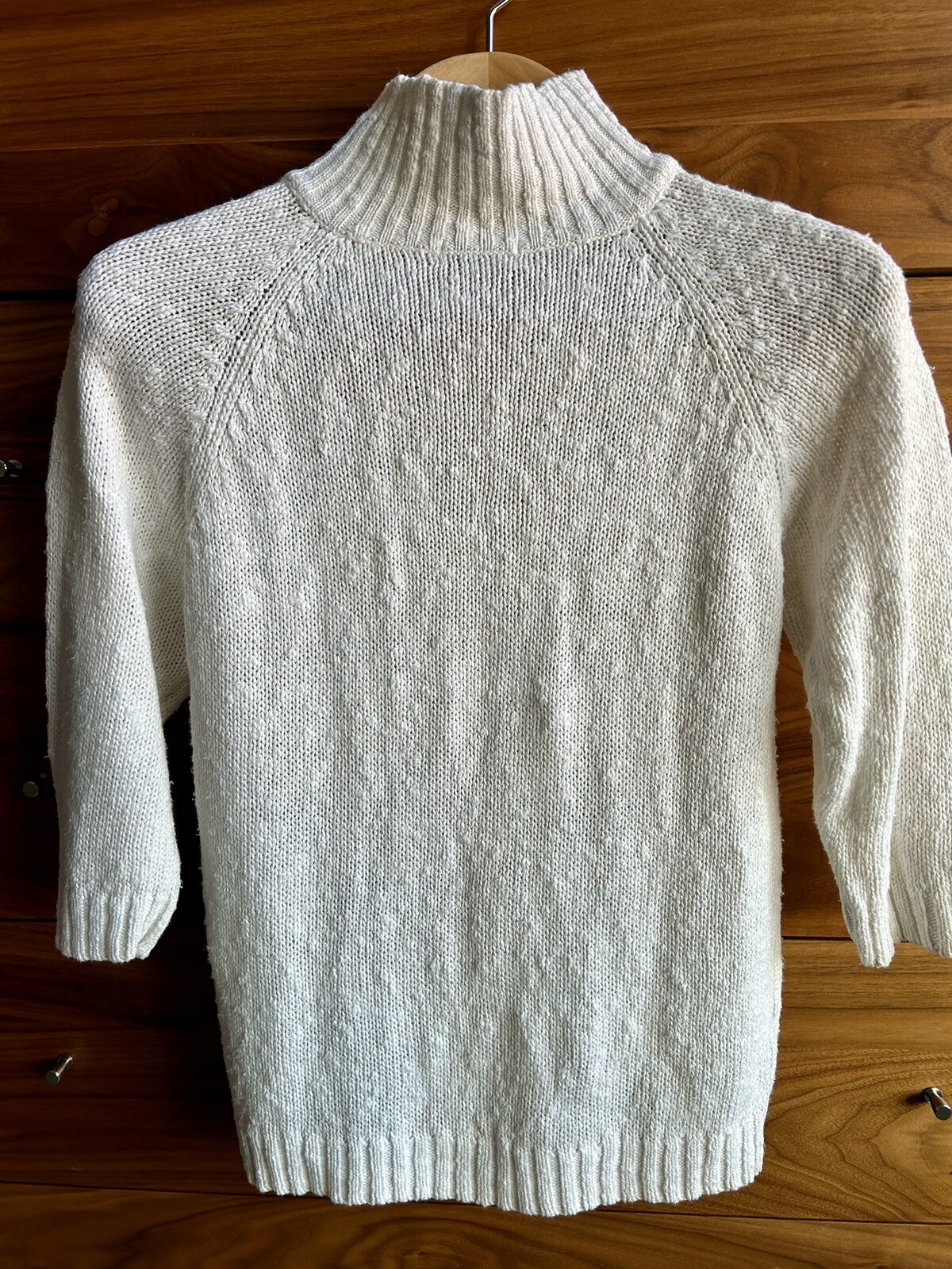 Vintage 80’s Linen Cotton Ramie Sweater SML Sport Button Collar 3/4 Sleeve S/M