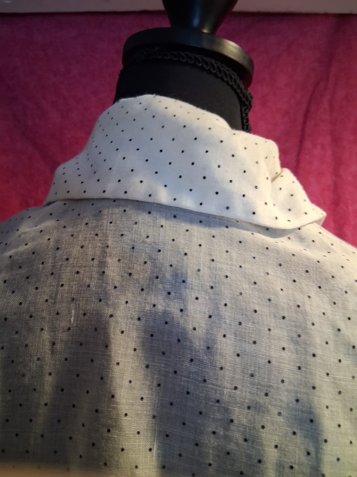Vintage Hand-Sewn Sheer Polka Dot Blouse Artisan Made S/M