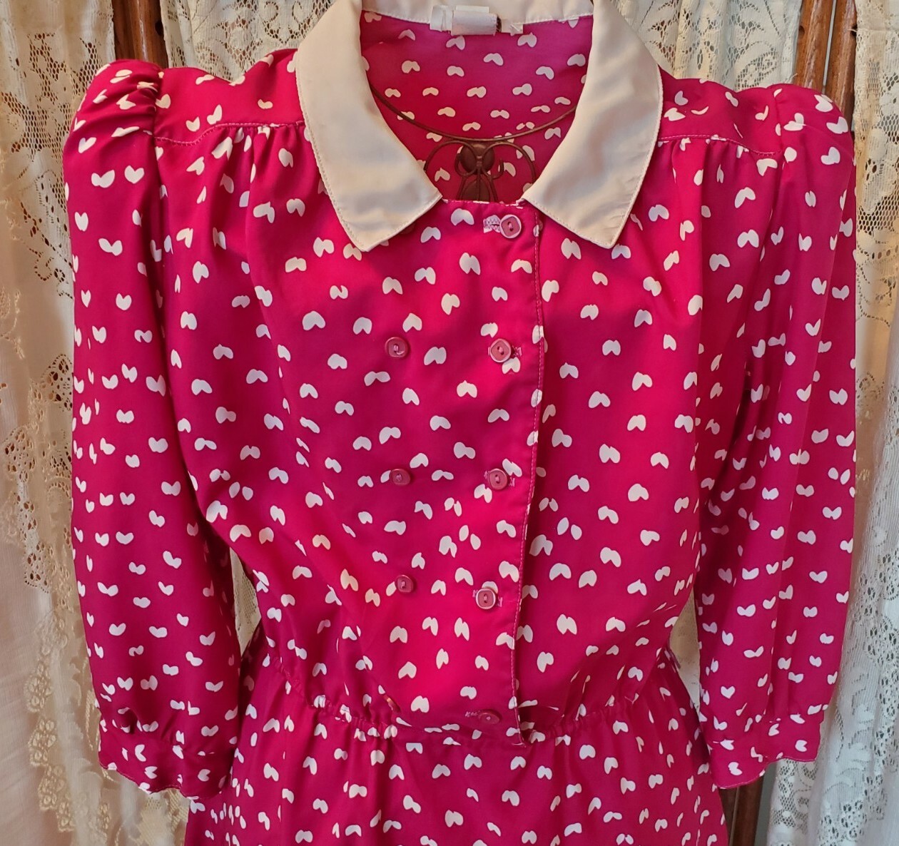 Breli Originals Vintage 80s Pink Hearts Valentines Dress Sz 8