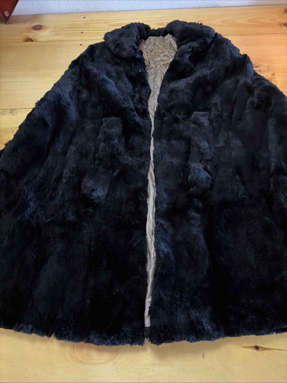 Vintage 1950s Genuine Black Mink Fur Opera Cape One Size