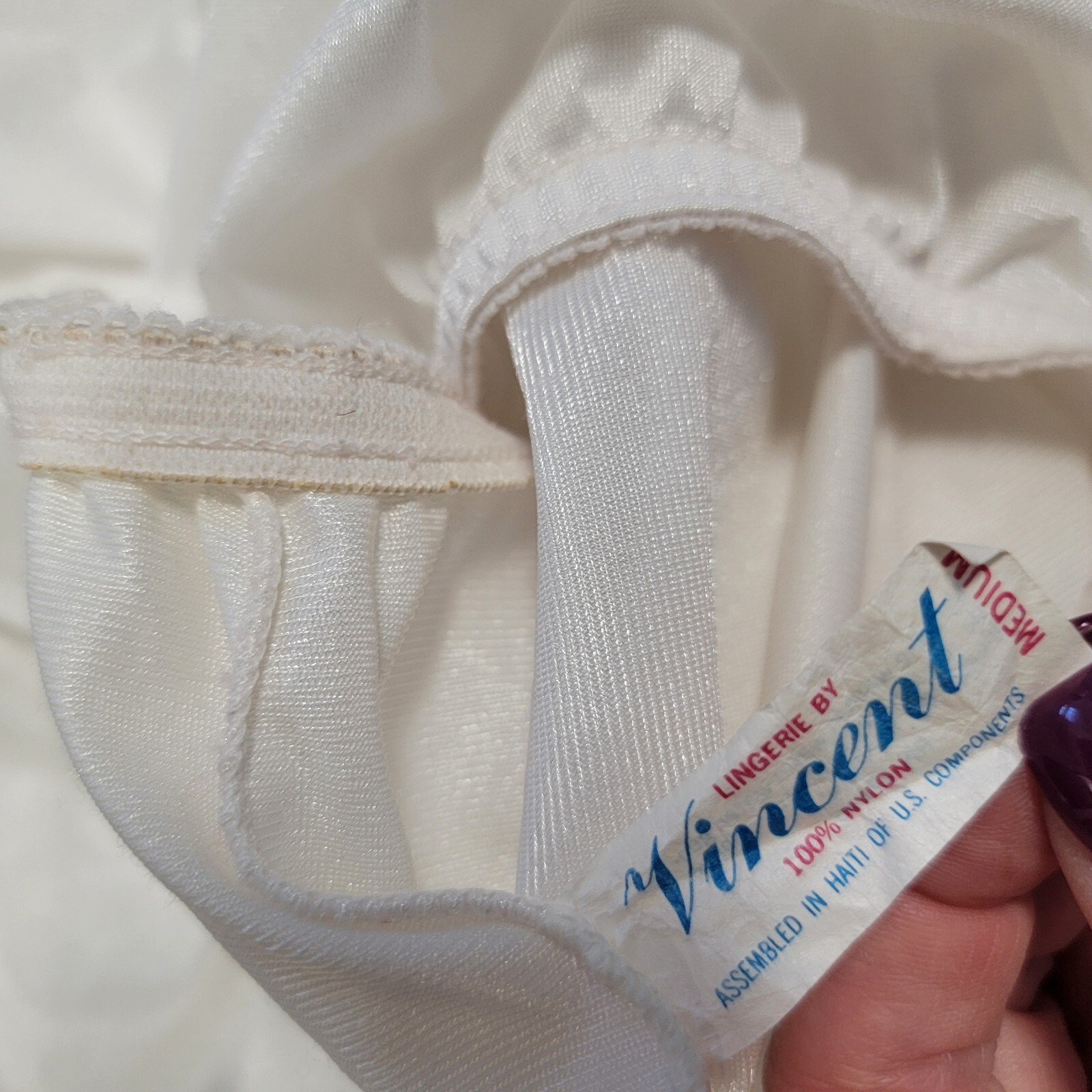 Vintage Lingerie by Vincent Half Slip Lace Nylon Pearl Off White Size Medium