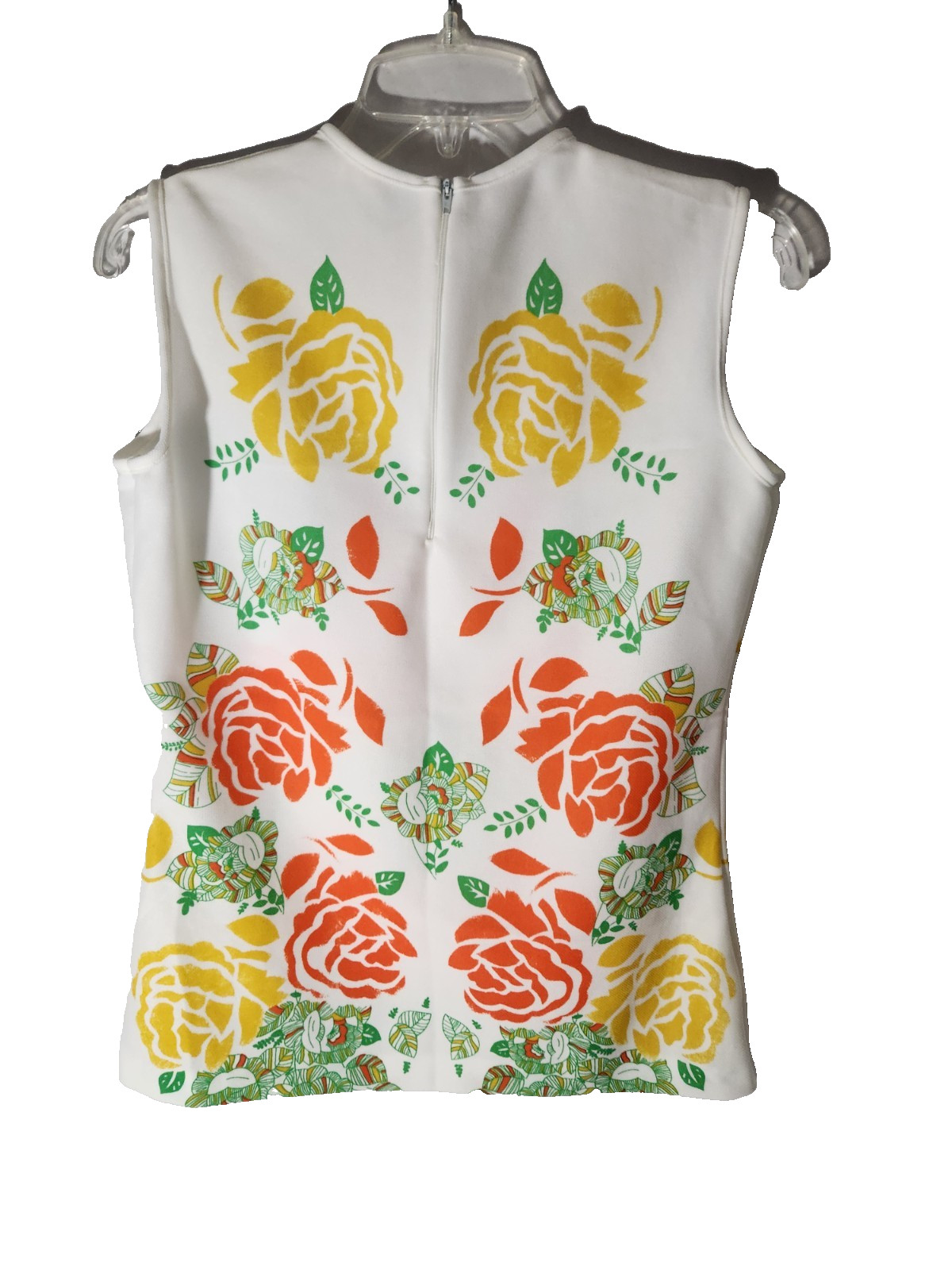 Vintage 60s MOD Pop Art Psychedelic Poly Sleeveless Top Shirt w Back Zip 34 M?