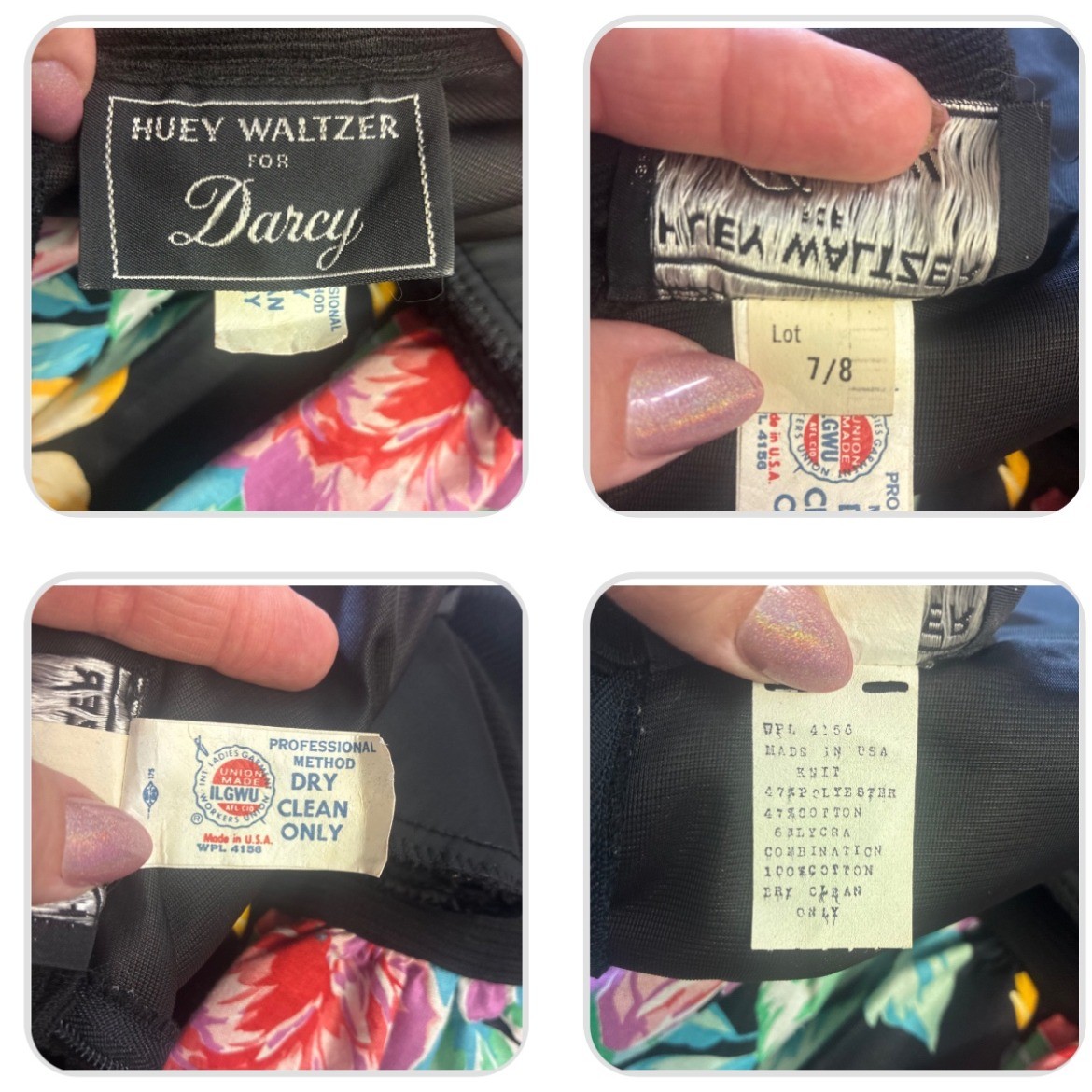 Vintage 80s Huey Waltzer for Darcy Floral Bow Drop Waist Dress 7/8 Mock Neck