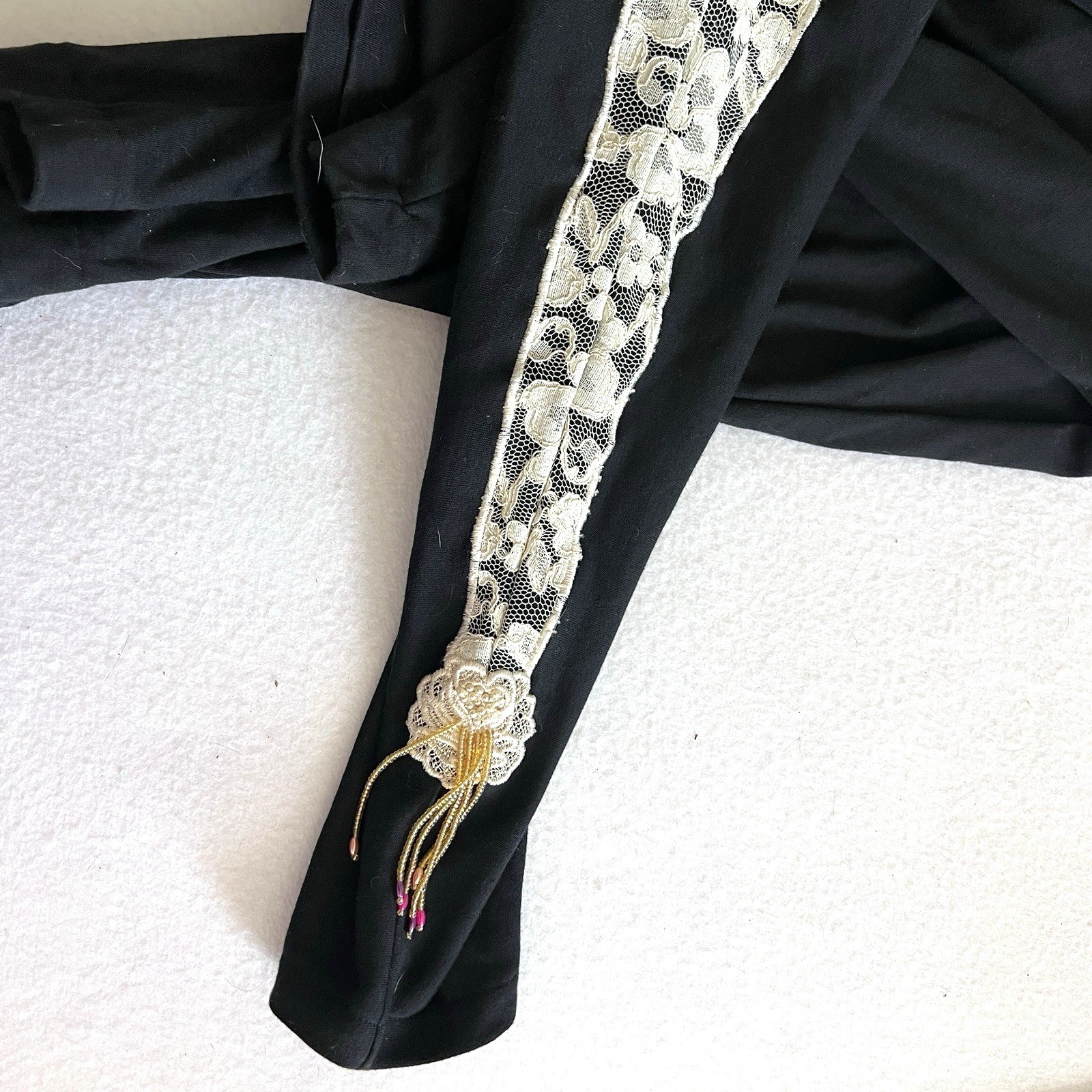 Lacy Afternoon Shell Kepler Jumpsuit Womens L Black Lace Floral Corsage Boho