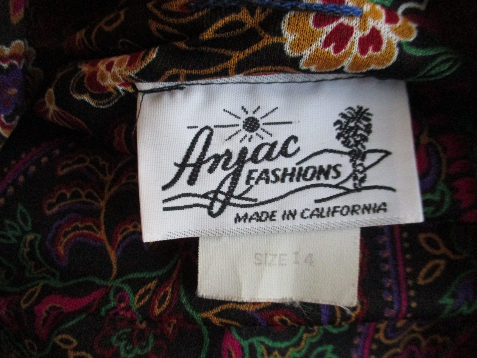 Vintage 70s Anjac Fashions California BoHo Pleated Polyester Multicolor Paisley