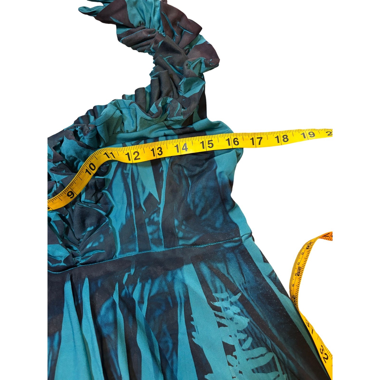 Y2K Ruffle GUESS by Marciano Halter Dress Handkerchief Hem Small Teal Vintage