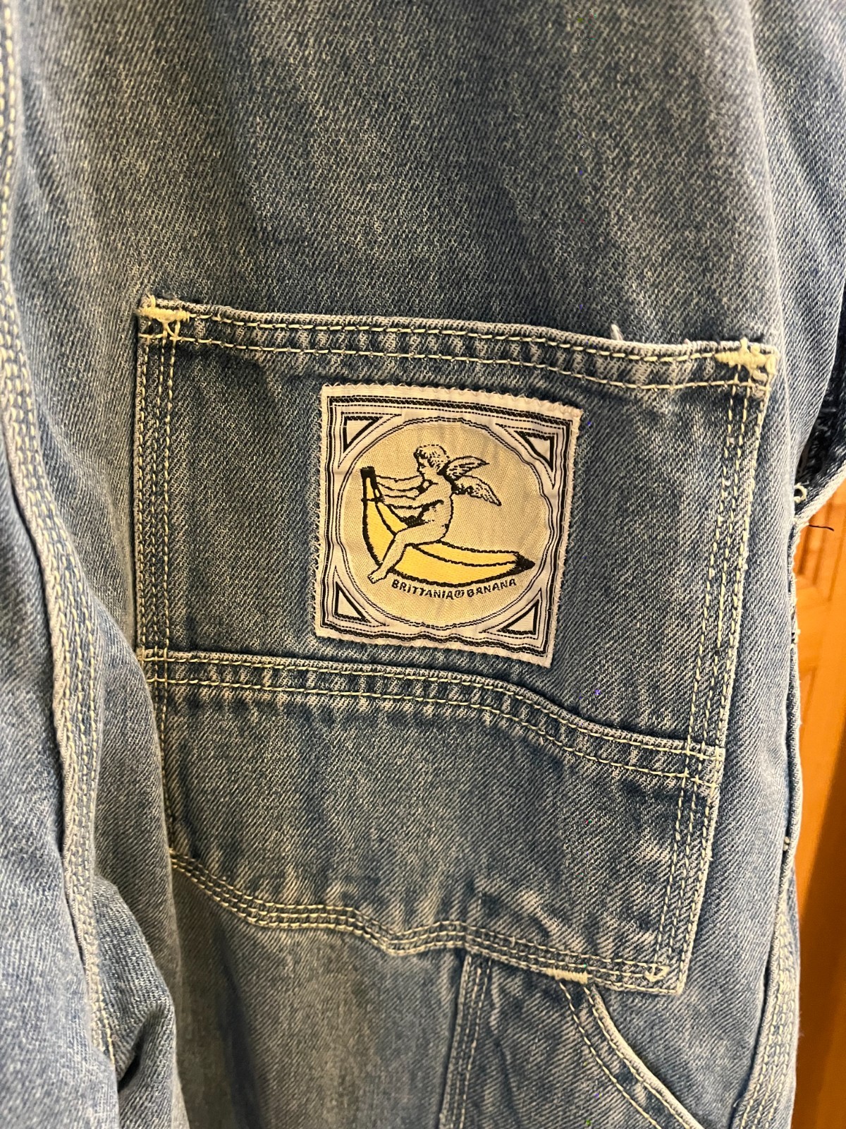 Vintage RARE Brittania Banana Cherub Denim Overalls Medium (S?) Hong Kong
