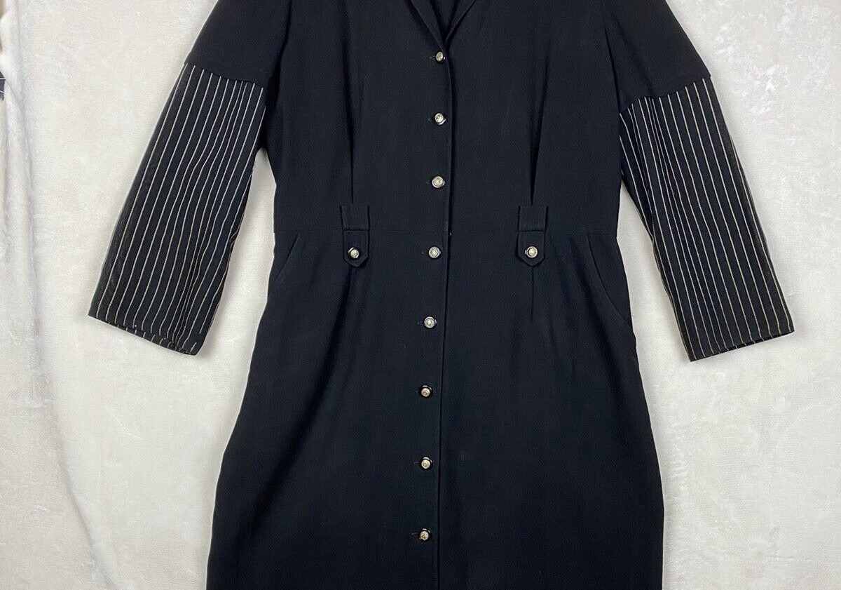 Vintage Danny & Nicole Dress Womens 18 Sheath Midi Pockets Darted Romantic Goth