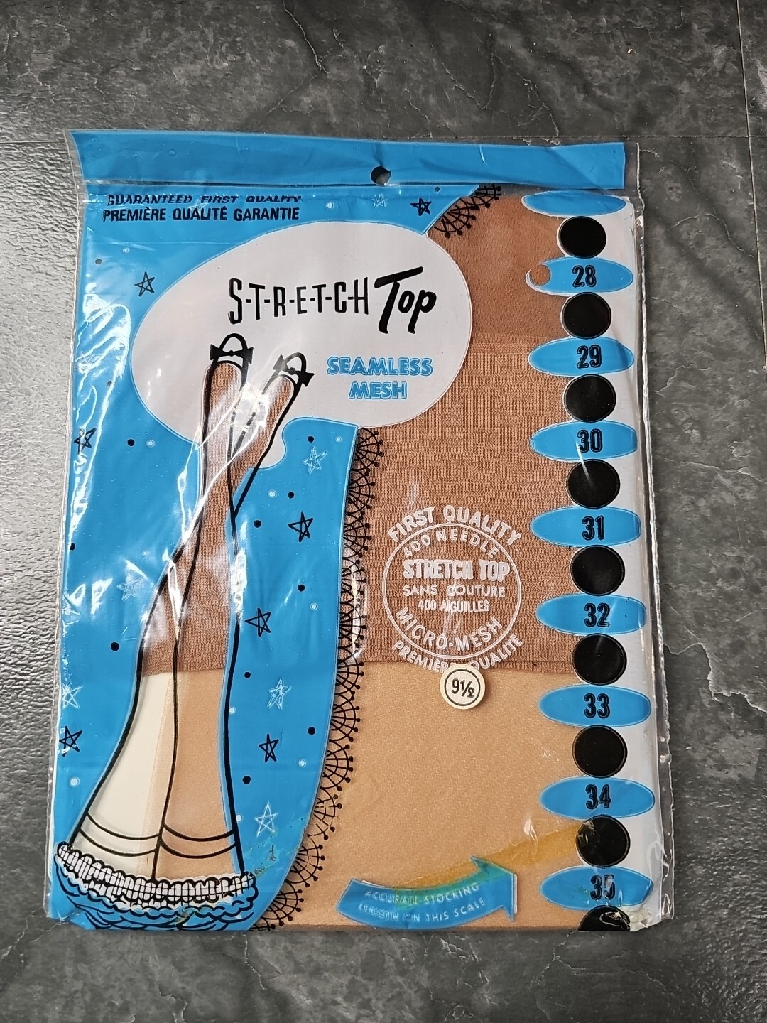Vintage Seamless Stockings Lot of One Size 9 1/2, 33 long Micro-Mesh NOS