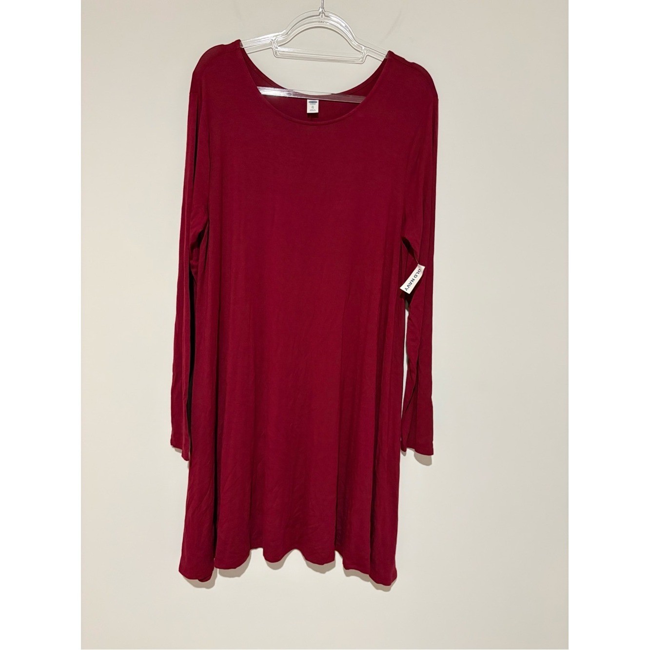 Old Navy Long Sleeve knit swing dress gosh garnet red size XL