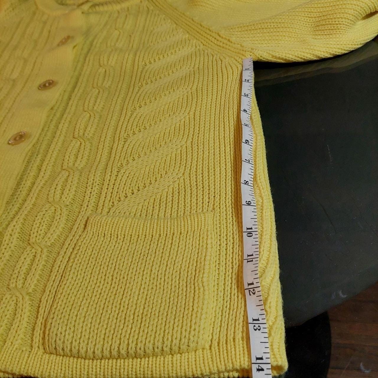 Vintage bright yellow cable knit cardigan.