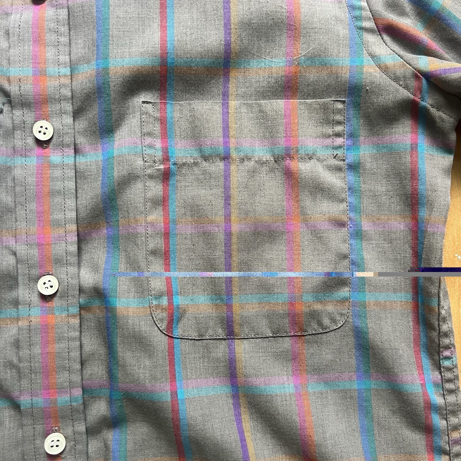 Vintage 70s Multicolor Plaid Brown Button up Shirt with Collar Women Sz – Small