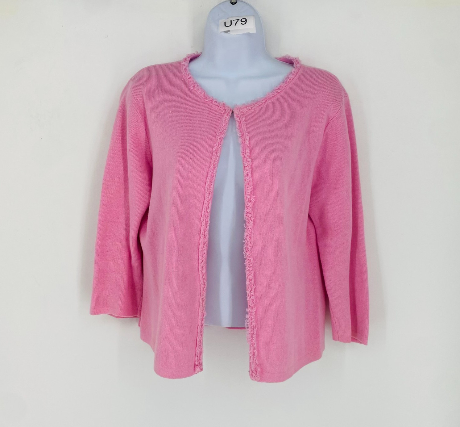 Vintage Heather B Pink Ruffle Cardigan Ramie Cotton Y2K Fairy Preppy Medium