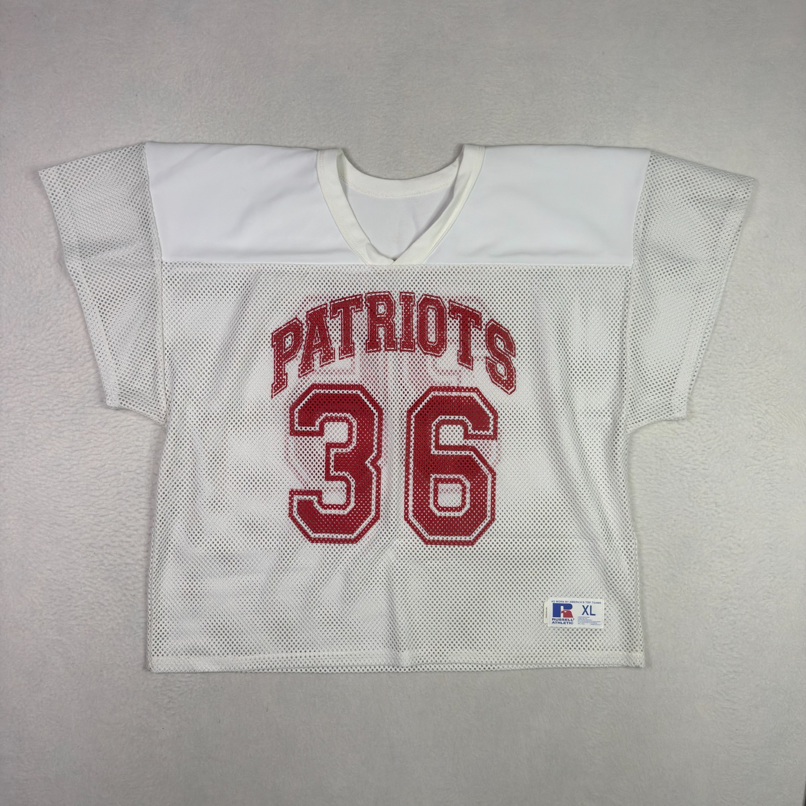 Vintage 80s 90s Russell Athletic Boxy Cropped Fit Mesh Jersey Football Size XL