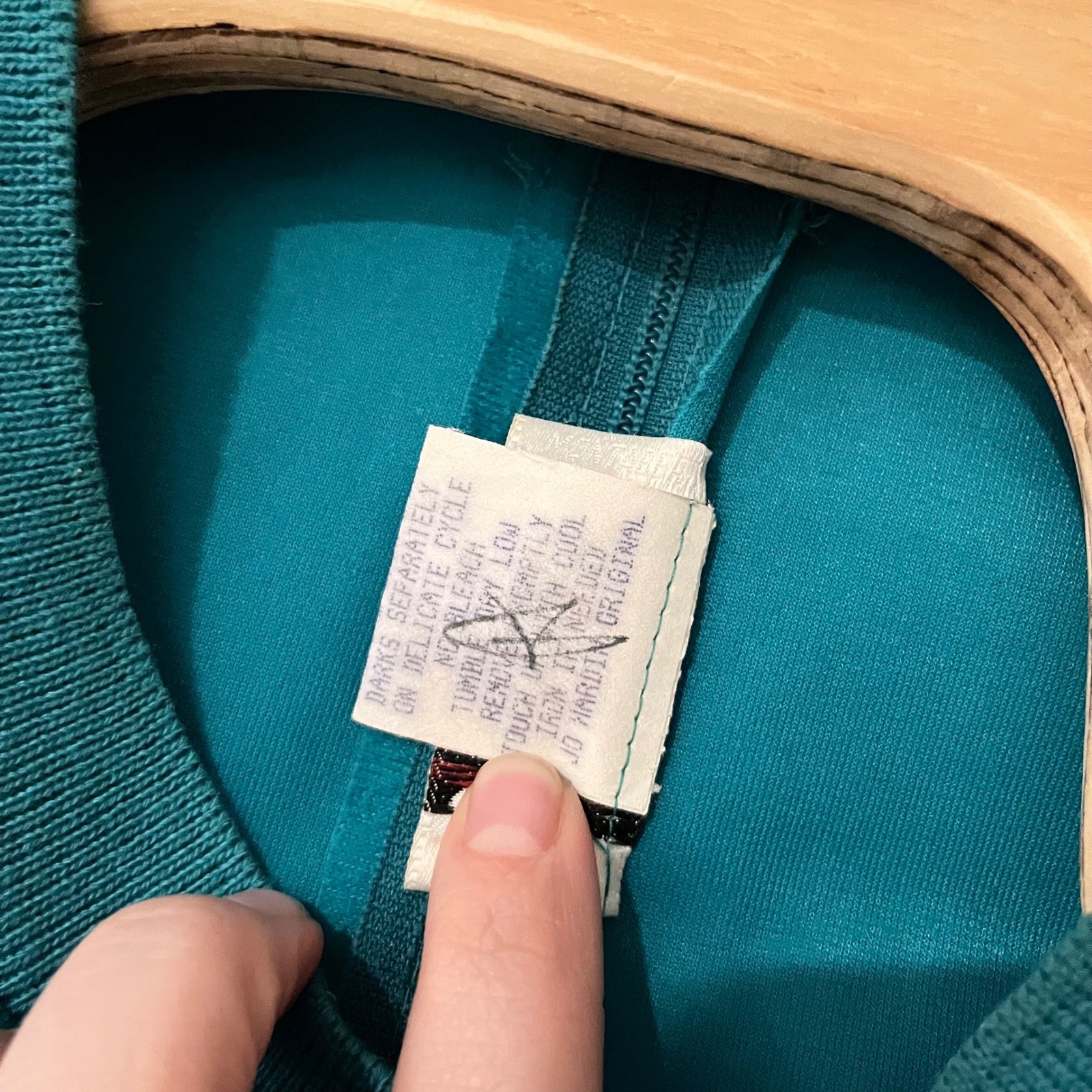 Vintage Jo Hardin Teal Faux Suede Geometric Top Back Zip Size 18 Made in USA