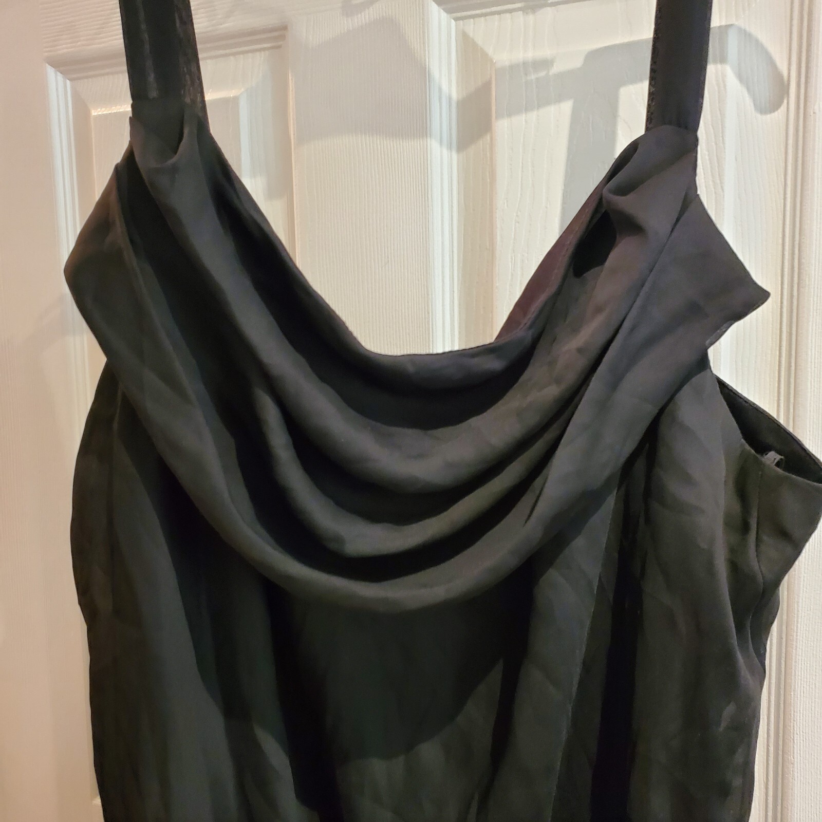 Onyx Nite Dress Size 24 Black Maxi Slipdress Cowl Neck Minimalist VTG Y2K 90s