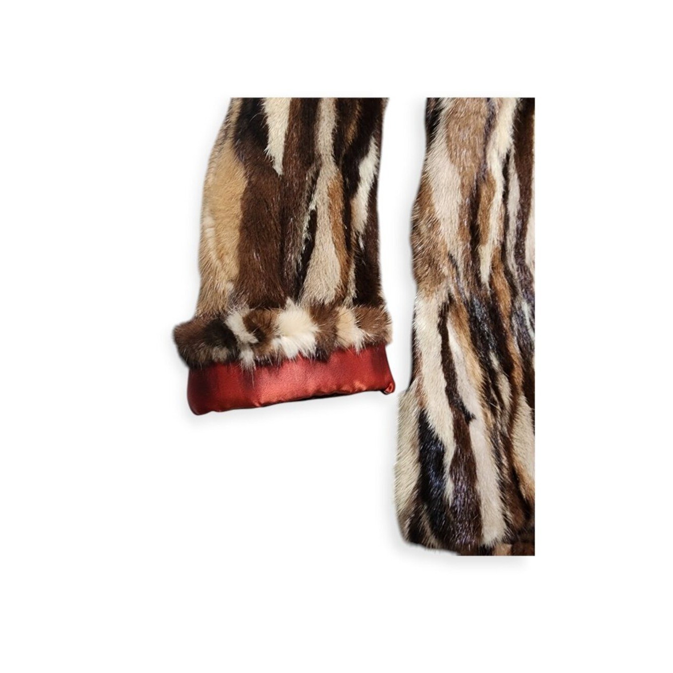 Vintage Schiaparelli Paris Pieced Mink Fur Coat Brown Patchwork Fur Jacket Women
