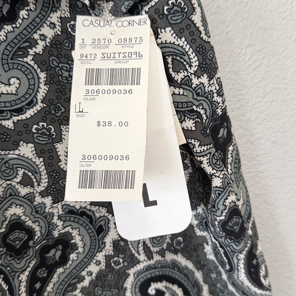 VTG Casual Corner 100% Silk Top Paisley Women’s L Original Tags Still Attached