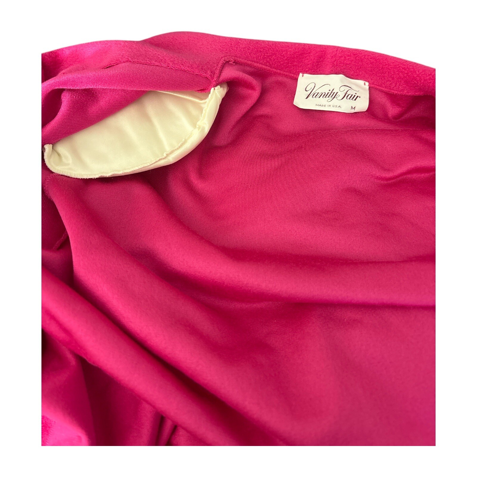 Vintage Vanity FAIR Pink Fuchsia Robe House Coat Wrap Around Pockets ￼