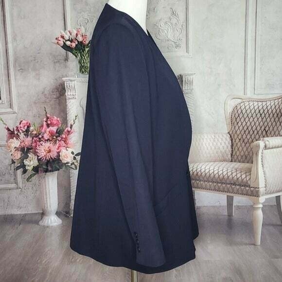 Kasper for ASL Vintage Lined Blue 100% Wool Shoulder Pads Blazer Jacket Size 12