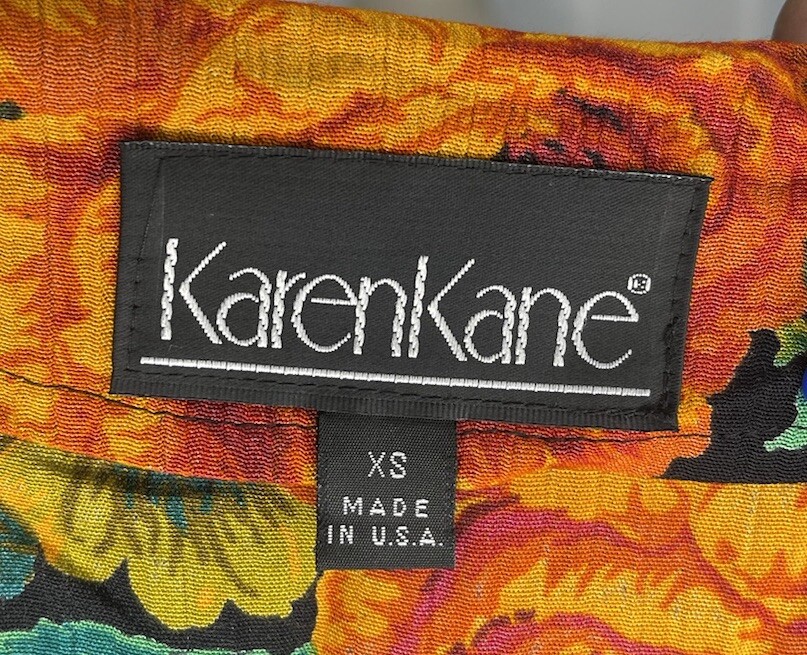 VINTAGE KAREN KANE WOMEN’S BLAZER OPEN FRONT LONG SLEEVE FLORAL PRINT SIZE XS