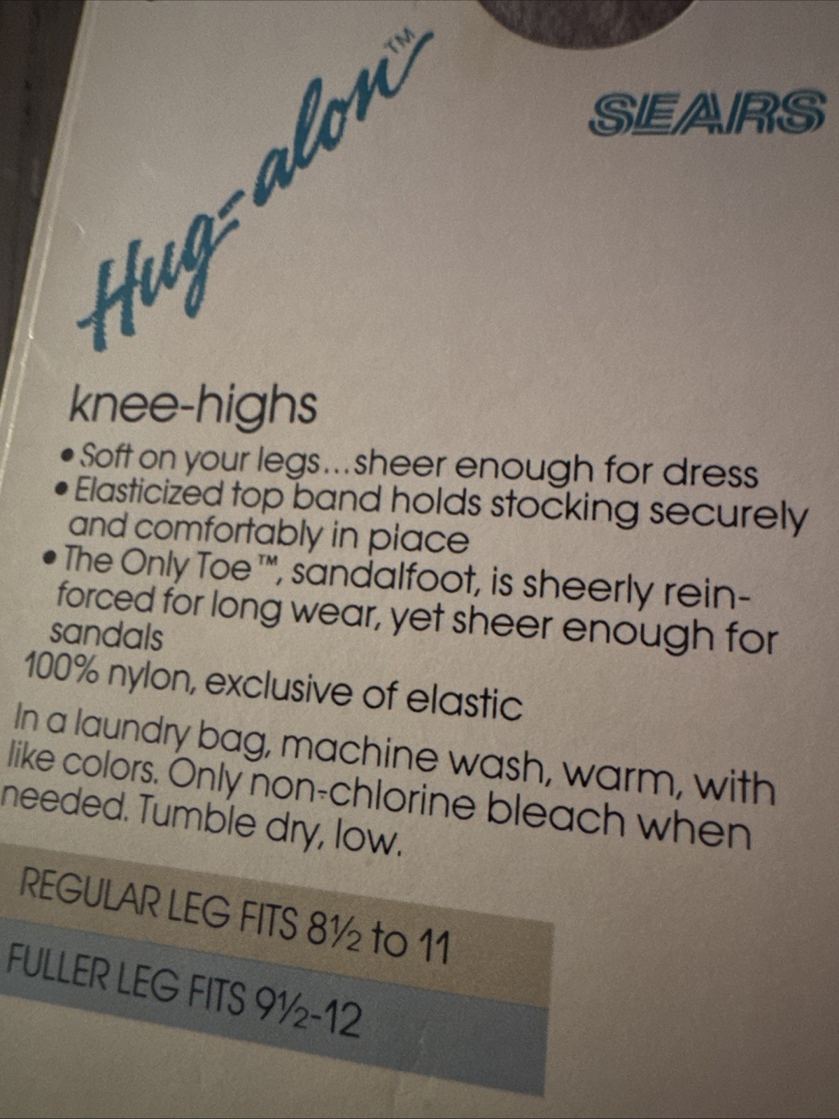New Vintage Sears Hug-Alon Knee-Highs Day Sheers 2 Pair Dove Grey Regular Leg T