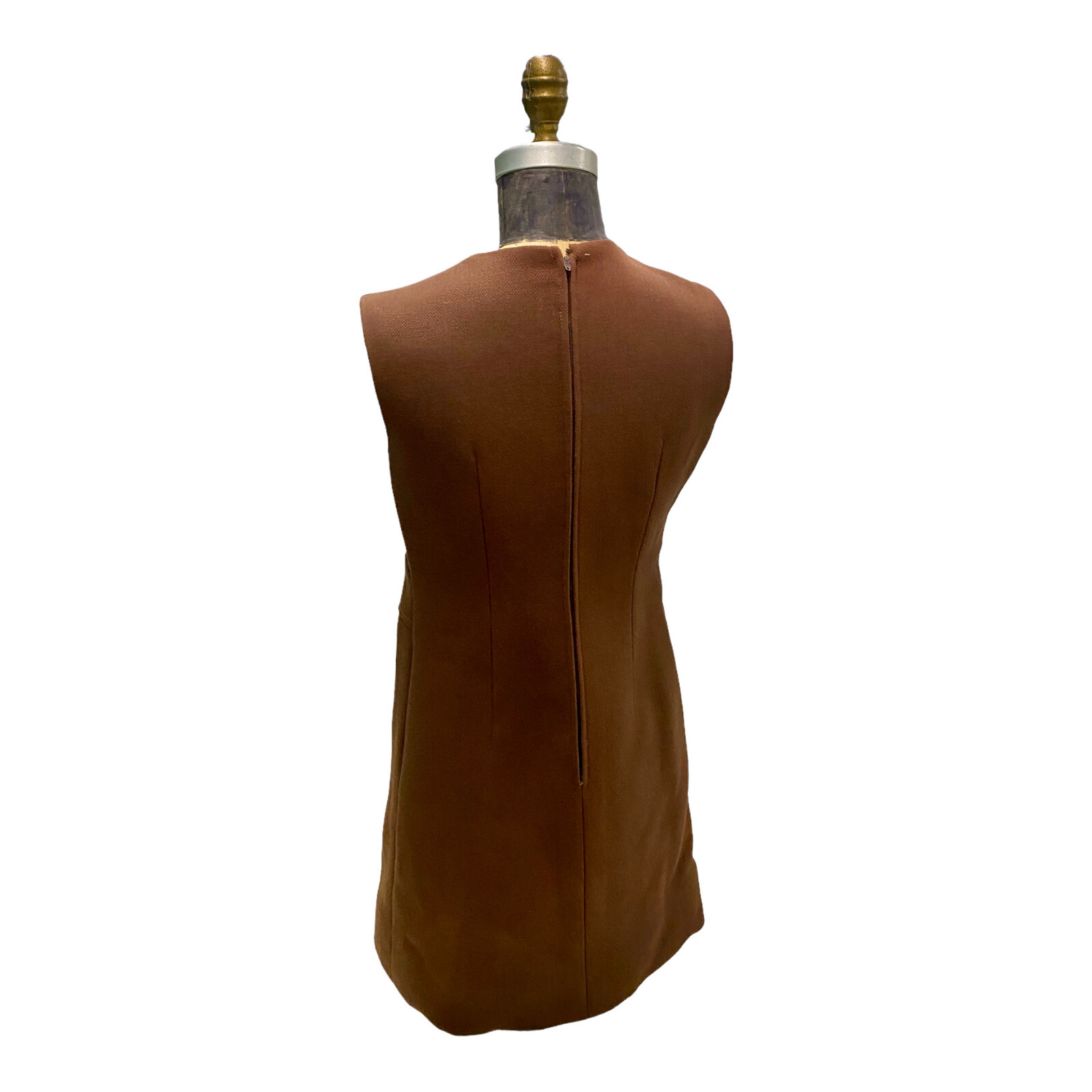 Vintage 1950s Brown Wool Coat Black Persian Lamb Trim & Dress Small
